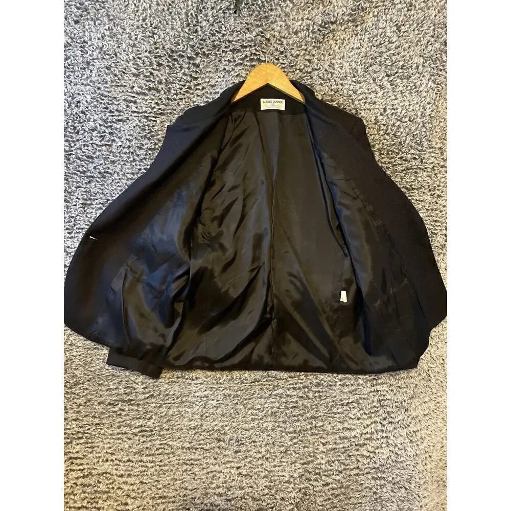 Alfred Dunner 100% Wool Black 1-Button Blazer Style Pea Coat Women's